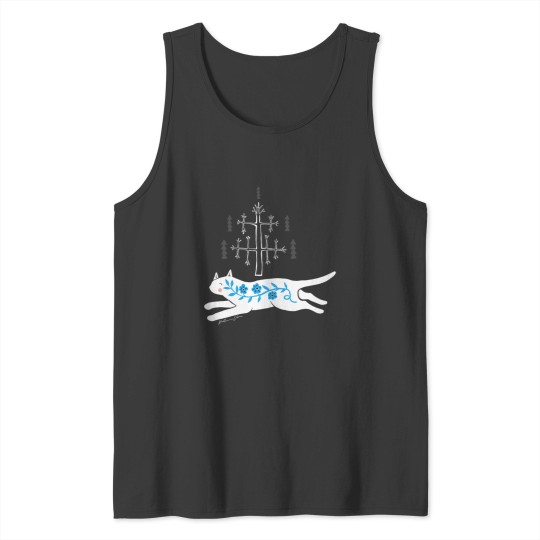 Discover Folk cat on yellow Tank Tops