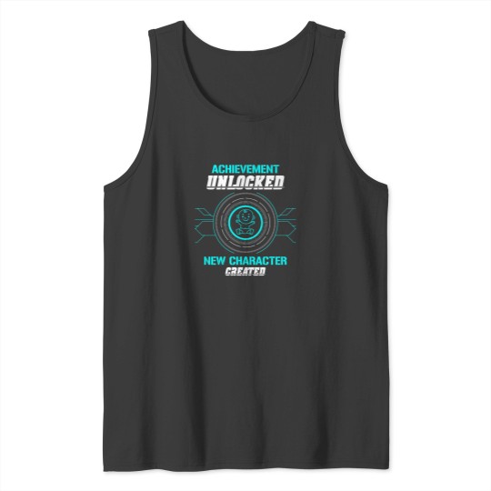 Discover Achievement Unlocked New Character Created Pregnant Parent Father Dad Parenting Announcement Gender Reveal Mommy Tank Tops
