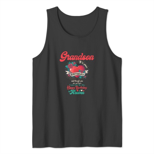 Discover Angel Grandson Happy Birthday in Heaven Memorial Tank Tops