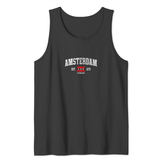 Discover Amsterdam Flag Est 1275 Netherlands Souvenir Ret Tank Tops