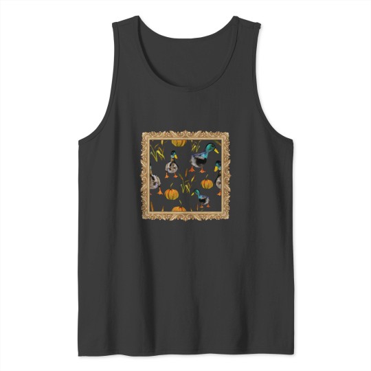 Discover Fall Ducks and Pumpkin Pattern Framed Tank Tops
