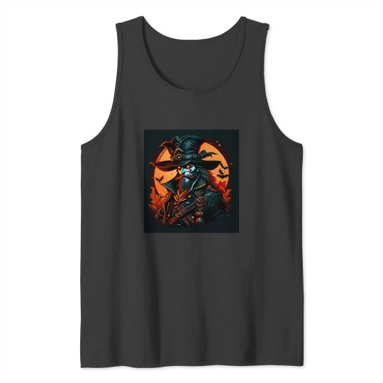 Discover Spooky Pirate Comic Cartoon for Halloween Tank Tops