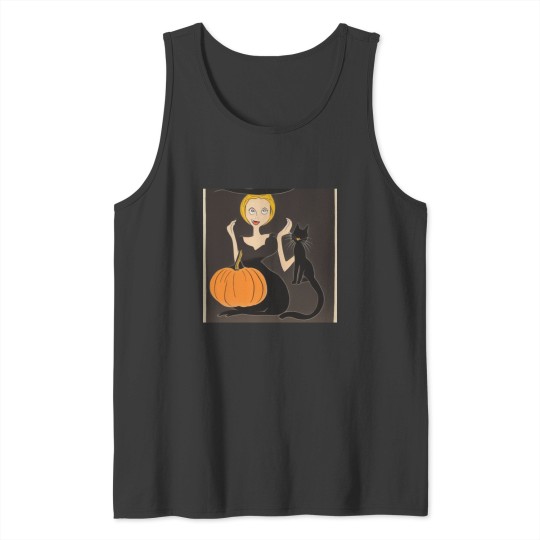 Discover Halloween Witch & Cat Tank Tops