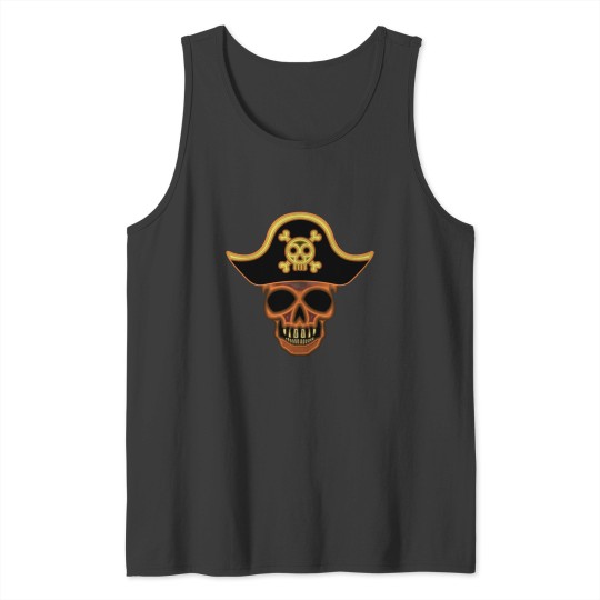 Discover Pirate Skull Halloween Metallic Tank Tops