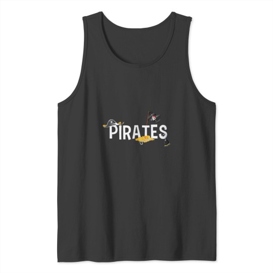 Discover Pirates Font with Associated Piratey Images Tank Tops