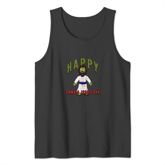 Discover Creepy Zombie Jesus wants BRAINS! Happy Zombie Jesus Day! Funny Horror creepy zombie jesus Tank Tops
