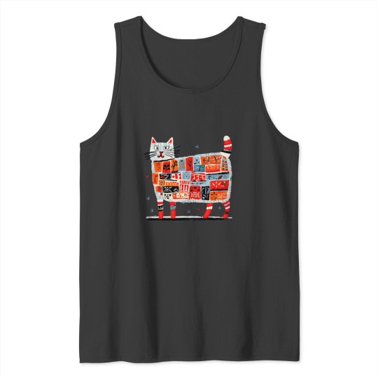 Discover abstract mosaic cat design Tank Tops