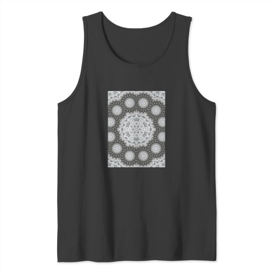 Discover Magic Ripples Kaleidoscope Mandala White Gray Graphic Tank Tops