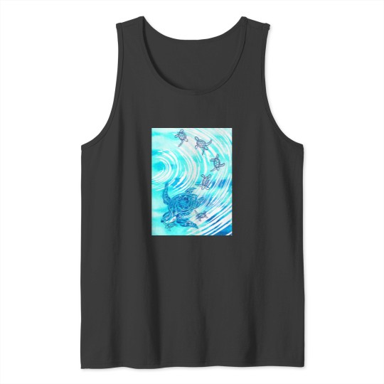 Discover Hawaiian - Polynesian Watercolor Ohana Honu(1) Tank Tops