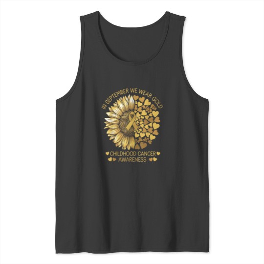 Discover In September We Wear Gold Childhood Cancer Awareness Rainbow Tank Tops
