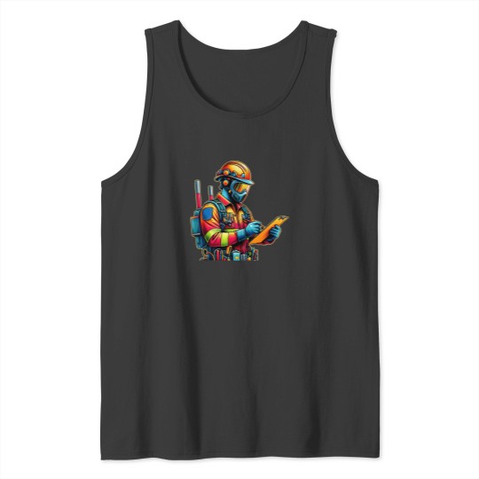 Discover Colorful Illustration Of An Occupational Safety Specialist In Action From Rafal Markowski Training Center 1256 Tank Tops