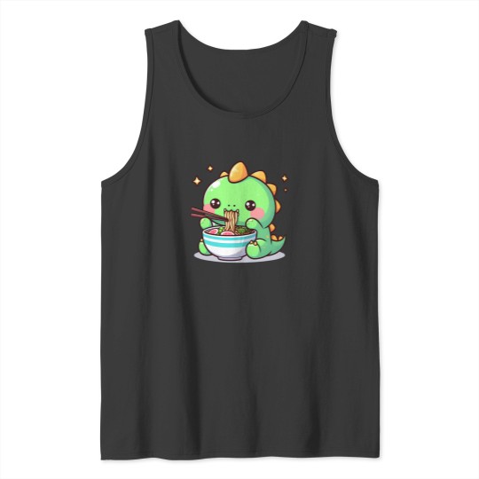 Discover Kawaii Dinosaur  Kawaii Dino Enjoying Noodles Tee 2 Tank Tops