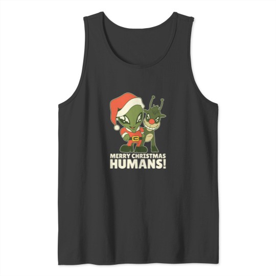 Discover Alien With Reindeer Extraterrestrial Christmas Greetings Tank Tops