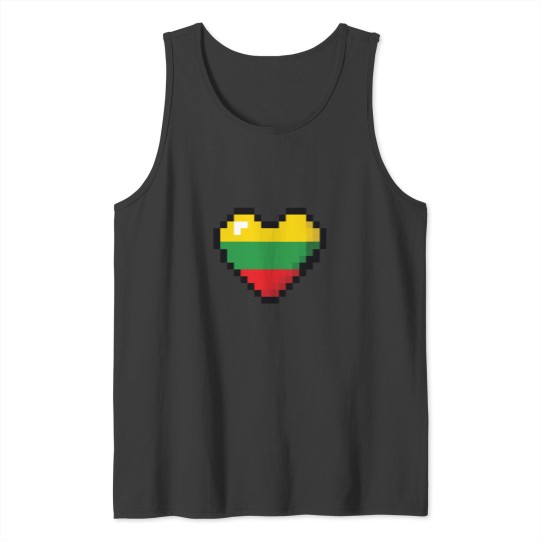 Discover Lithuania Flag Heart Pixel Art Tank Tops