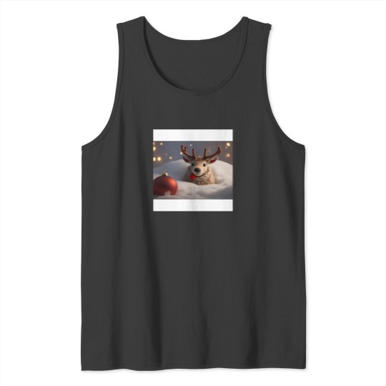 Discover Cute Christmas Reindeer Design Tank Tops