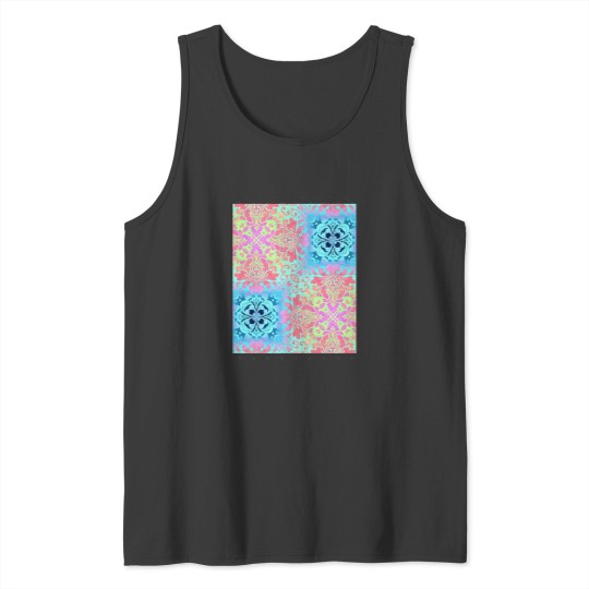 Discover 1980s cottagecore New Age Bohemian pink aqua turquoise damask Tank Tops