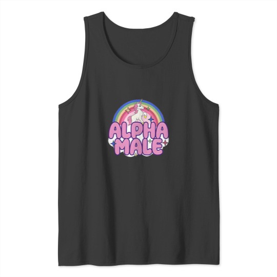 Discover Ironic Alpha Male Unicorn Rainbow Tank Tops