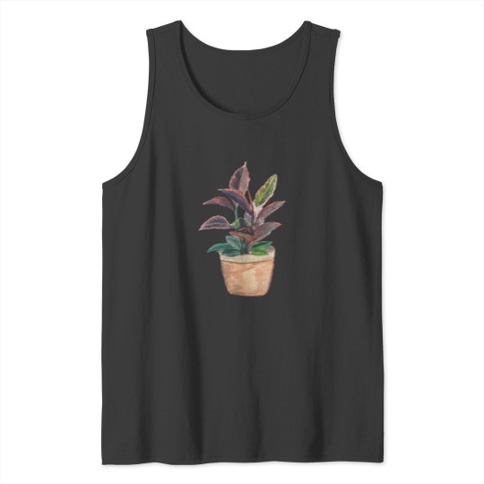Discover Watercolor Rubber Tree Plant .png Tank Tops