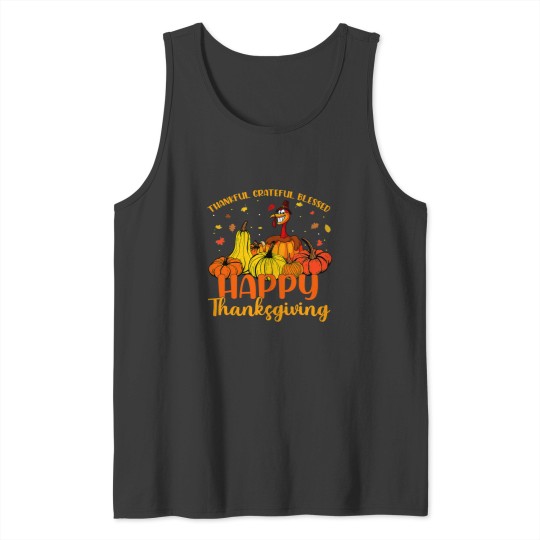 Discover Halloween Thankful Grateful Blessed Happy Thanksgiving Pilgrim Turkey 49 Tank Tops