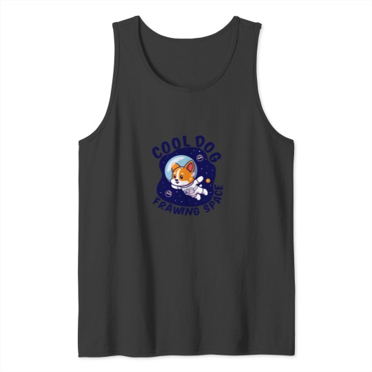 Discover Space Dog - Cool Dog Frawing Space Gift Tank Tops