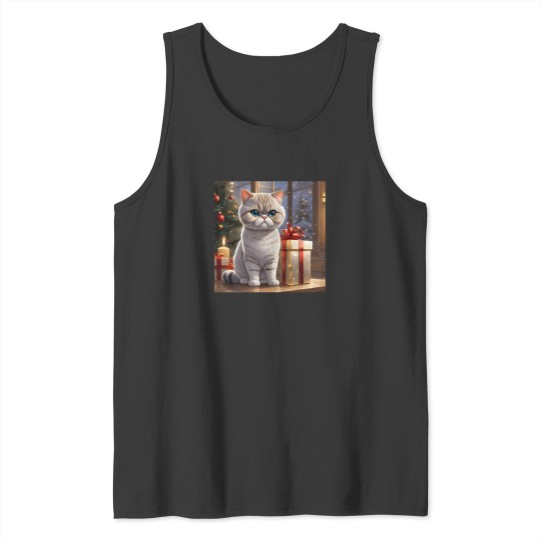 Discover A Cute Exotic Shorthair Cat With Christmas Presents Tank Tops