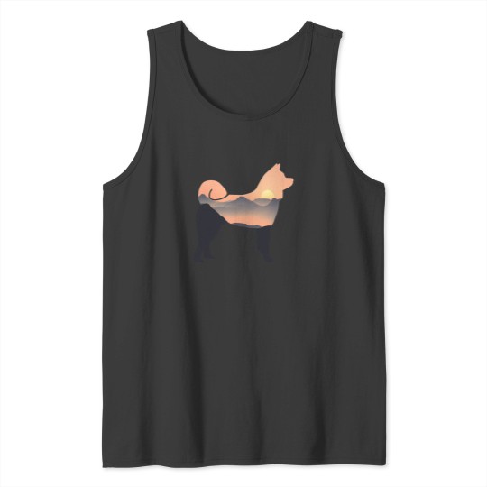 Discover Akita Dog Silhouette Sun Mountain Akita Inu Gift Tank Tops