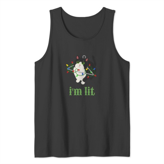 Discover I'M Lit Christmas Cat Tank Tops
