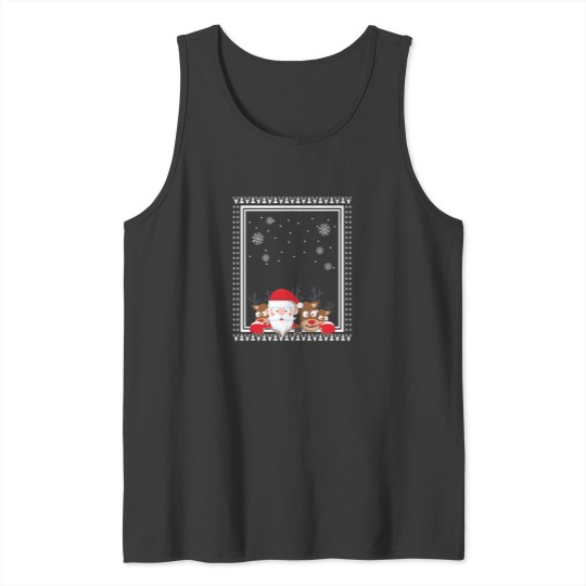 Discover Santa And Deer Christmas Ugly Sweater Style Tank Tops