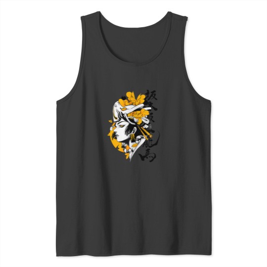 Discover Japanese Samurai Geisha Mask Colorful Modern Urban Style Tank Tops