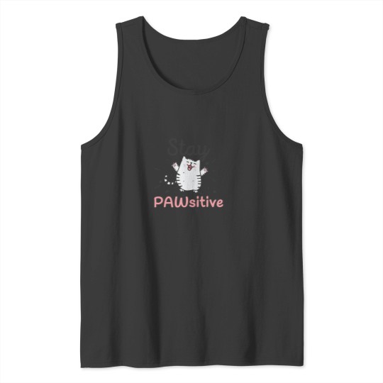Discover Stay Pawsitive - Funny Cute Cat Pun 2 Tank Tops
