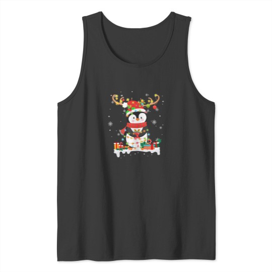 Discover Cute Penguin Reindeer Santa Hat Xmas Christmas Penguin Lover Tank Tops
