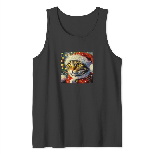 Discover Santa Cat- Van Gogh Style Tank Tops