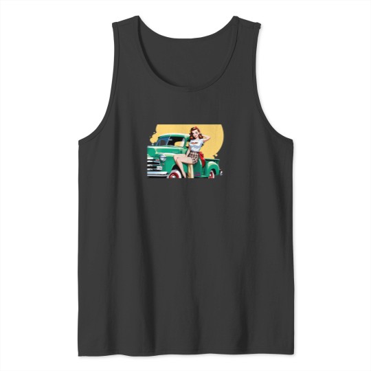 Discover Pin-Up Girl  Pick-Up Vintage Green Tank Tops