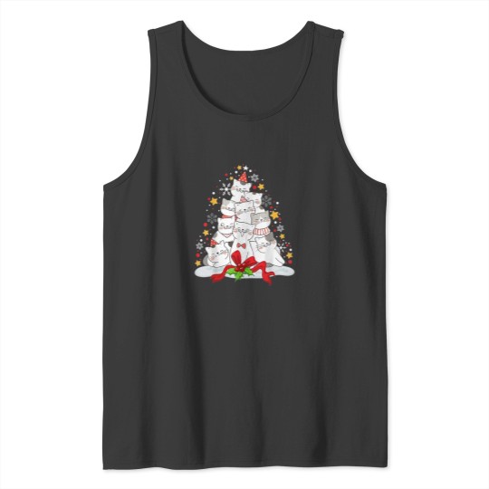 Discover Cute Merry Catmas Tree Lights Christmas Funny Cat Tank Tops