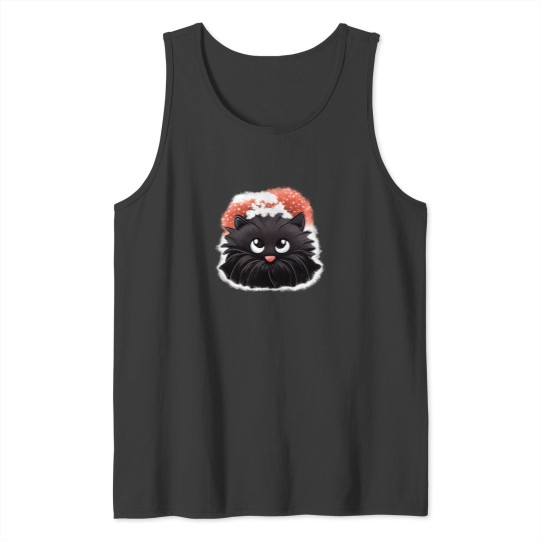Discover A Lovely Christmas Cute Black Cat Closeup With Snow On Head Tank Tops