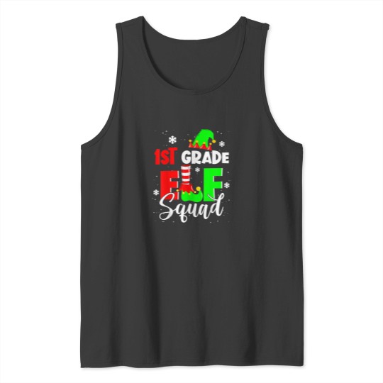 Discover 1St Grade Elf Squad Funny Elementary Teacher Christmas Tank Tops