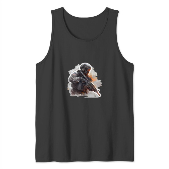 Discover Soldier holding M4 Tank Tops