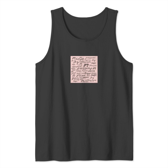 Discover Optimism Joyful Words in Black Script Lettering on Blush Pink Solid. Optimistic Typography Sticker Tank Tops