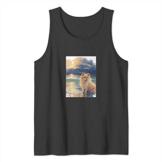 Discover Pomeranian At The Beach Graphic 1 1 Tank Tops