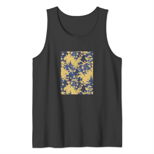 Discover Abstract Blue and Yellow Floral Print Tank Tops