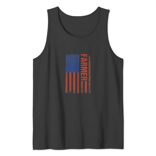 Discover usa flag farmer farm farming ranch tractor agriculture Tank Tops