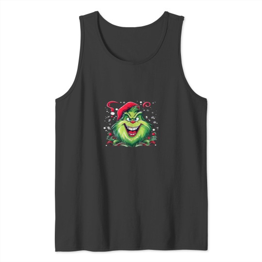 Discover Happy funny character Christmas Santa Hat Tank Tops