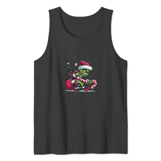 Discover The funny character Christmas Candy Cane Mischief Tank Tops