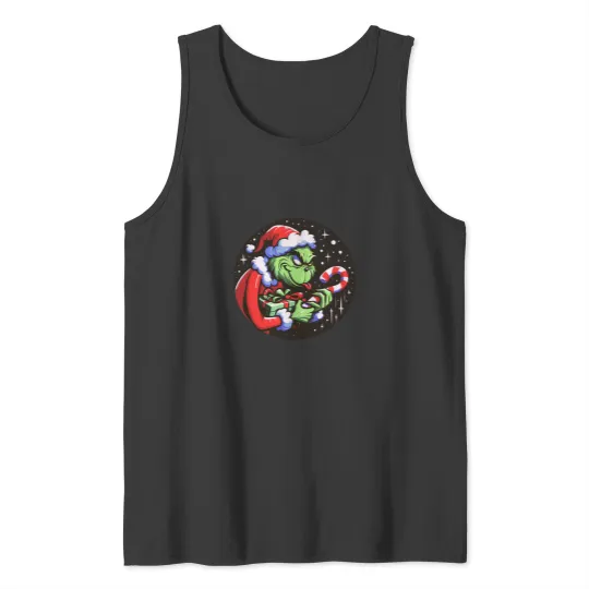 Discover The funny character Christmas Candy Cane Mischief Tank Tops
