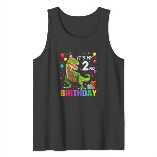 Discover Kids Its My 2nd Birthday Happy 2 Year TRex Shirt Tank Tops