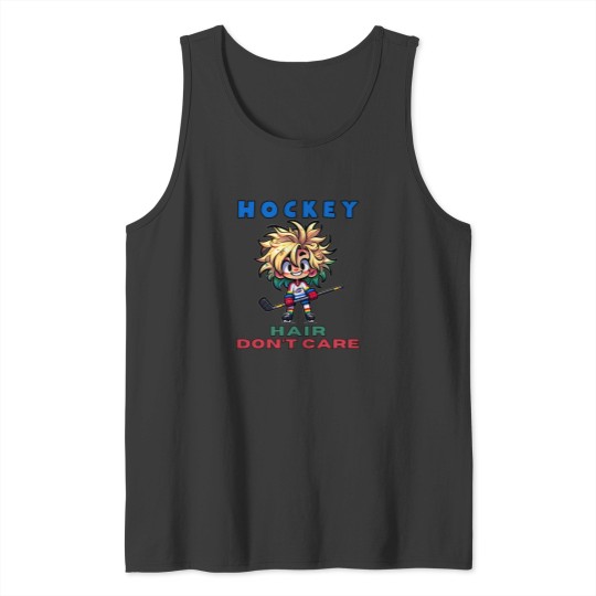 Discover Funny Hockey Ice Hair Don'T Care Girls Tank Tops