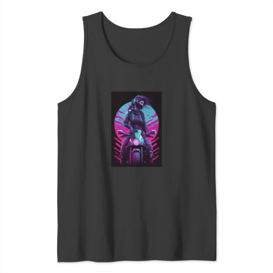 Discover 80S Synthwave Biker Girl 1 Tank Tops