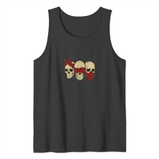 Discover Hear See Speak No Evil Skull Heads Tank Tops