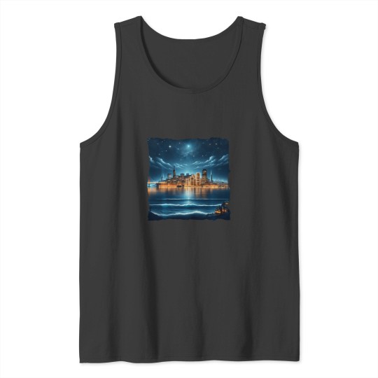 Discover San Francisco Night Skyline And Ocean Bay Area Tank Tops