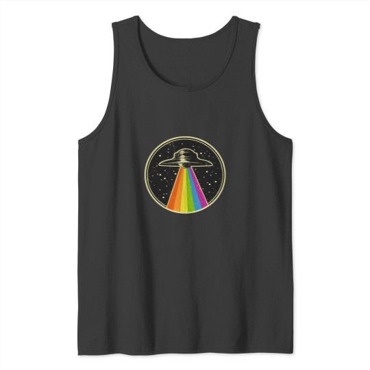 Discover Queer UFO Rainbow UFO Alien Abduction Queer LGBT Gay Pride Tank Tops